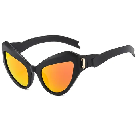 Cat Eye Sunglasses UV400 Protection PC Frame AC Lens Fashion Eyewear Outdoor Sports Colorful Mirror Golden Metal Decor