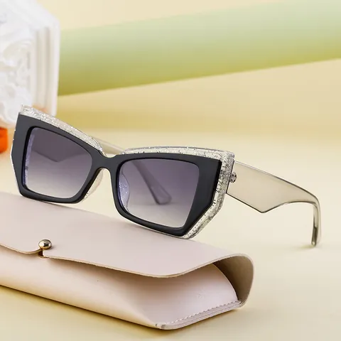 Mode Katzenaugen Quadratischer Rahmen Sonnenbrille Für Damen UV400 Schutz Verlaufslinsen Trendy Designer Oversized Brillen