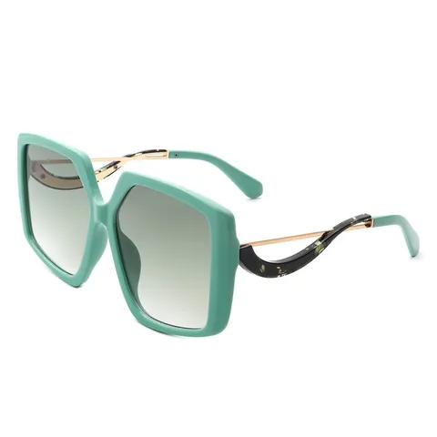 Women Oversized Square Sunglasses Vintage Contrast Color Metal Plastic Frame UV400 Protection Gradient Lens Sun Glasses