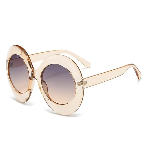Trendige Oversize Runde Sonnenbrille Für Damen UV400 Schutz PC Rahmen Verläuf Gläser Retro Mode Streetwear Brille