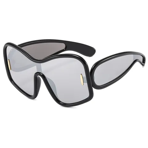 Occhiali da Sole Shield Oversize Y2K Per Uomo Donna Moda Montatura in PC Protezione UV400 Occhiali da Sole Integrati Festa Viaggio