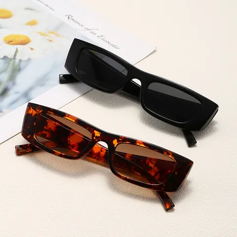 Retro Rectangular Sunglasses For Women Men UV400 Protection Gradient Glitter Fashion Small Frame PC Sun Glasses Streetwear