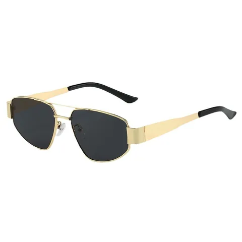 Men Fashion Geometric Pilot Sunglasses Metal Double Bridge Frame UV400 Protection Square Sun Glasses For Travel Party Daily