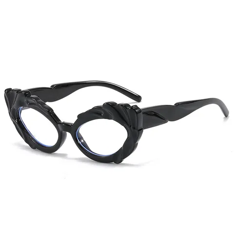 Fashion Irregular Cat Eye Sunglasses For Women Men PC Frame Flame Wave Relief Design UV400 Protection Retro Street Photography Sunglasses