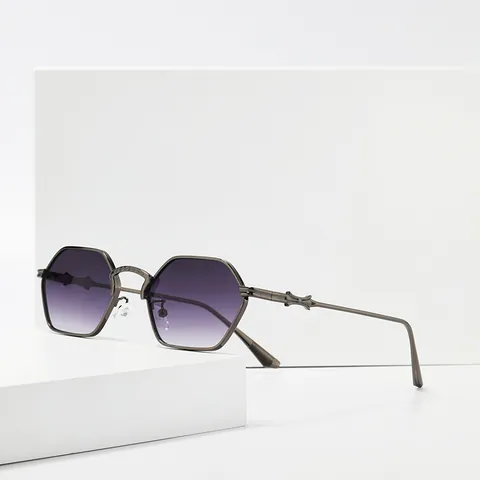 Hexagon Metal Frame Retro Sunglasses Gothic Cross Decoration UV400 Protection Fashion Square Eyewear For Men Women Outdoor