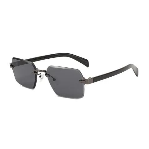 Randloze Mode Zonnebrillen Voor Heren Dames Vintage Getrimde Vierkante Frame Metaallegering Zonnebrillen UV400 Bescherming Buiten Reizen