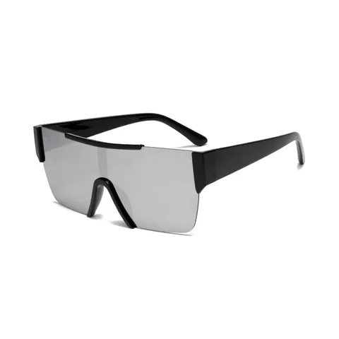 Integrated Shield Sunglasses For Men Women Rimless Oversized Flat Top Mirror Lens UV400 Cycling Sports Eyewear Futuristic Fashion Glasses
