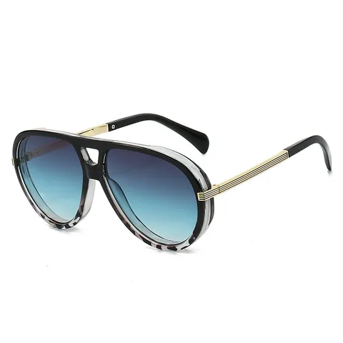 Women Vintage Double Bridge Aviator Sunglasses Metal Temple Oversized PC Frame UV400 Protection Fashion Retro Travel Eyewear