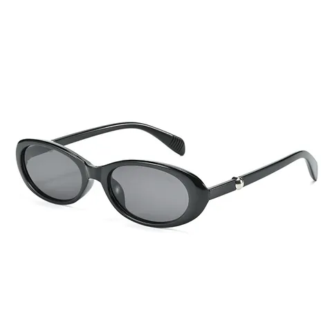 Vintage Y2K Small Oval Sunglasses For Women Men PC Frame UV400 Protection Eyewear With Metal Bead Decoration Retro Fashion Sunshade Lenses