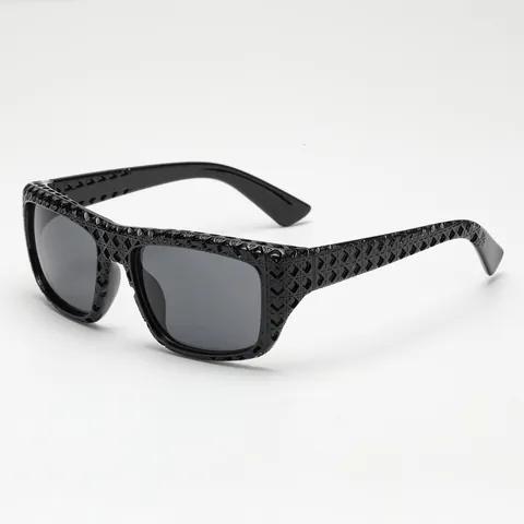 Fashion Oversized Square Sunglasses With Geometric Lattice Hollow Frame UV400 Protection PC Lens Outdoor Sun Glasses