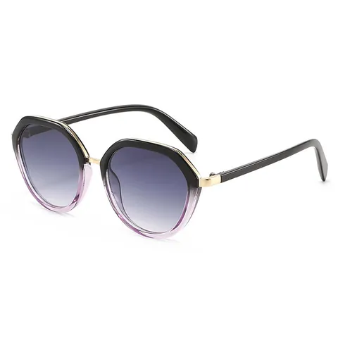 Gafas de Sol de Polígono para Mujer Moda UV400 Lentes Degradadas Montura Grande Gafas Geométricas Vintage para Viaje