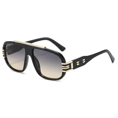 Vintage Oversized Aviator Sunglasses For Women Men PC Frame Metal Decoration UV400 Protection Fashion Gradient Lens Eyewear