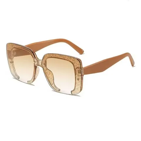 Mode Quadratische Übergroße Sonnenbrille Für Damen Herren PC Rahmen Verlauf UV400 Gläser Retro Glitzer Dekorativ Outdoor