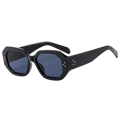 Vintage Oversized Hexagonal Sunglasses For Women Retro Geometric Rivet UV400 PC Frame Fashion Square Sun Glasses