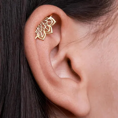 Boucles d'Oreilles Piercing Helix Mandala Lotus Acier Inoxydable 316L Titane Plaqué Or Argent Bijoux Ethniques Bohème Pour Femme Homme