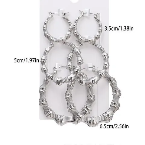 Bamboo Joint Hoop Earrings For Women Gold Silver Rose Gold Plated Retro Geometric Large Circle Earrings Fashion Jewelry