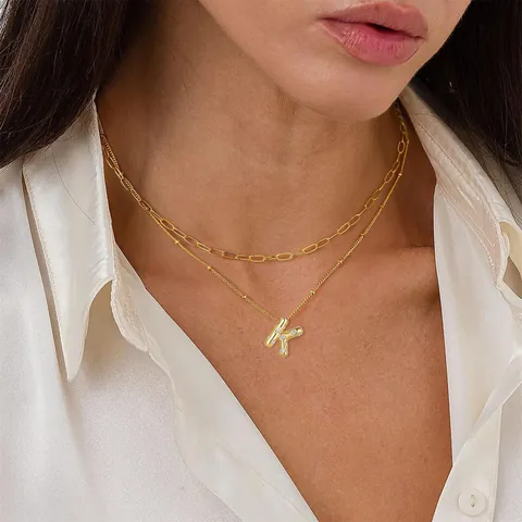 Luxury 14K Gold Plated Brass 26 Alphabet Letter Pendant Necklace With Cubic Zirconia Fashion Jewelry For Women Men Gift