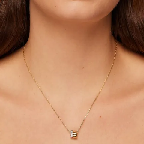 Fashion Brass Zirconia Double Ring Pendant Necklace Gold Silver Plated Elegant Jewelry For Women Versatile Chain Necklace