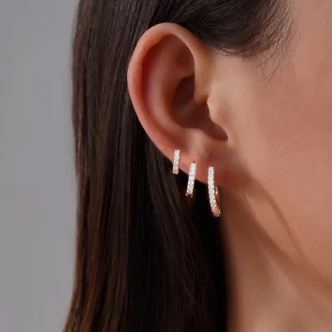 Brass Gold Plated Zirconia Hoop Earrings For Women Fashion Jewelry Geometric Circle Huggie Earrings Simple Commuter Style Accessories