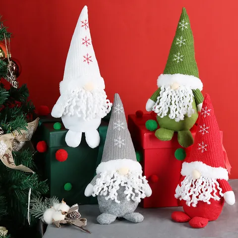 Gnomi Senza Volto in Poliestere a Maglia con Cappello a Fiocco di Neve Bambola Gonk per Decorazione Casa