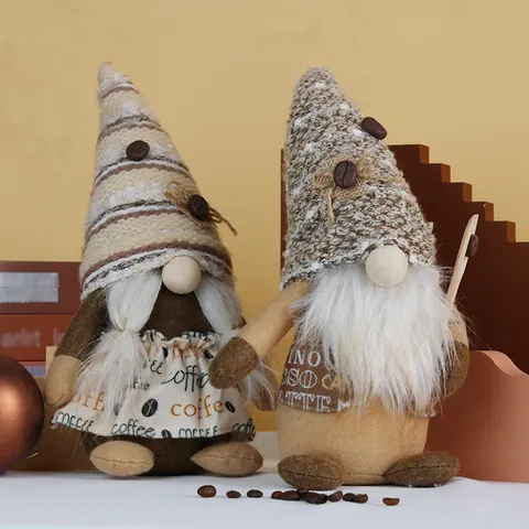 Coffee Theme Gnome Plush Faceless Doll Nordic Tomte With Coffee Bean Decoration For Home Kitchen Coffee Bar Ornament Gift