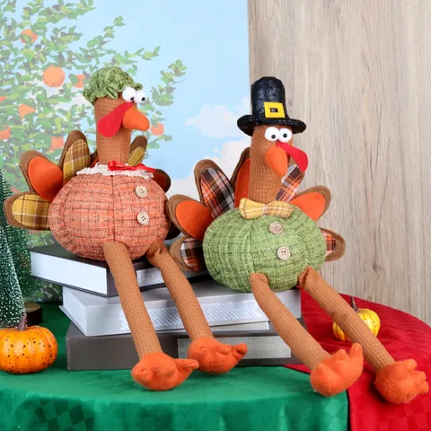 Thanksgiving Turkey Gnome Plush Dolls Long Legged Fall Harvest Tabletop Decoration For Home Autumn Party Ornaments