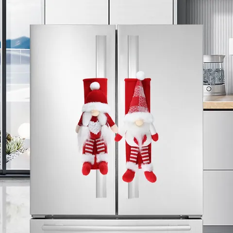 Weihnachten Kühlschrank Griffabdeckungen Rot Weiß Skandinavischer Wichtel Kühlschrank Ofen Mikrowelle Griffschutz Feiertag Küche Dekor