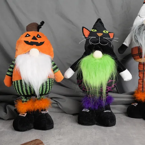 Halloween Τηλεσκοπικός Νάνος Λούτρινη Διακόσμηση Κολοκύθα Φάντασμα Μαύρη Γάτα Όρθιοι Νάνοι Για Διακόσμηση Τραπεζιού Πάρτι