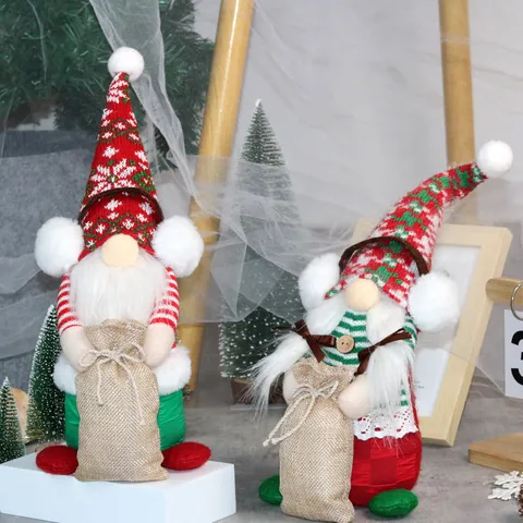 Nordische Weihnachten Gnom Puppe Plüsch Gesichtsloser Alter Mann Mit Kopfhörern Und Sackleinenbeutel Tomte Dekoration Weihnachtsgeschenke