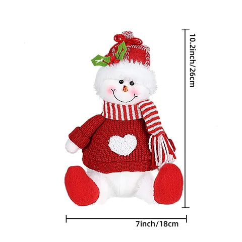 Bambola di Peluche Natalizia Gnomo Pupazzo di Neve Renna in Maglia Motivo a Cuore Decorazione da Tavolo Regalo Festivo
