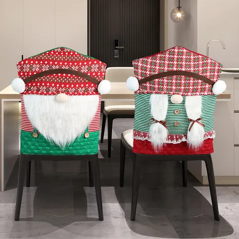Coprisedia Natalizi a Forma di Gnomo Rossi e Verdi Stile Nordico Gonk Vecchio Senza Volto e Treccia Decorazioni per Feste di Natale e Casa