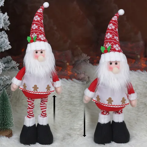 Kerst Kerstman Mevrouw Kerstman Telescopische Pluche Pop Staand Kerst Chefkok Hoed Ornament Kerstversiering