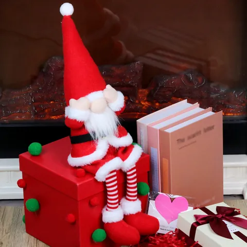 Christmas Long Legged Gnome Plush Doll Shy Santa Claus Figurine Handmade Swedish Tomte For Xmas Home Party Decor Ornaments