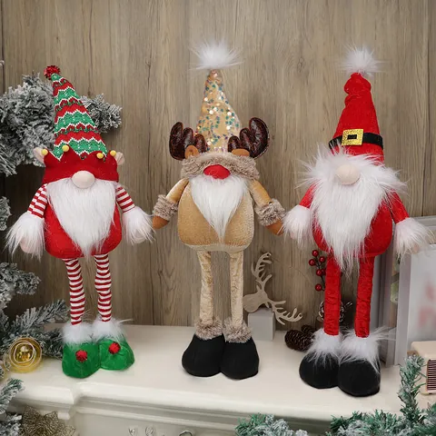 Christmas Gnome Plush Dolls Faceless Old Man Reindeer Elf Telescopic Leg Ornaments For Home Party Festive Holiday Decoration