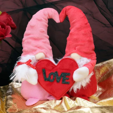 Valentine's Day Gnomes Couple Plush Decorations Holding Love Heart Faceless Rudolph Doll For Home Wedding Table Anniversary Gift