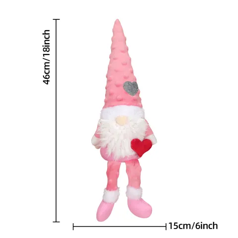 Valentine's Day Gnome Plush Doll Faceless Gonk With Long Legs And Heart Handmade Scandinavian Tomte For Home Decoration Gift