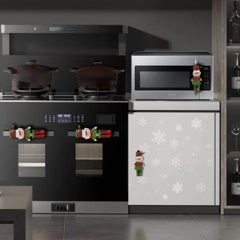 Cubiertas para Manijas de Refrigerador de Elfo Navideño Tejido de Punto Protector de Electrodomésticos para Cocina