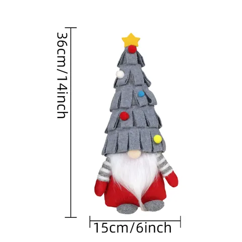 Christmas Tree Hat Gnome Plush Doll Sitting Santa Claus Dwarf Figurine Star Pompom Holiday Home Table Decor Xmas Gift