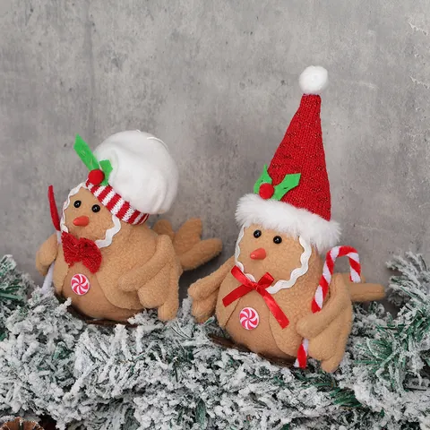 Weihnachten Lebkuchen Vogel Hänger Polyester Filz Vogel Plüschpuppe Für Weihnachtsbaum Haus Fenster Deko Geschenk
