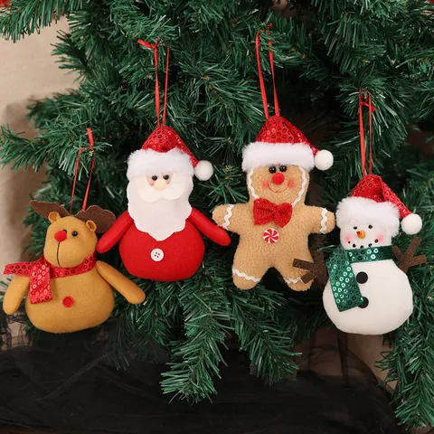 Addobbi Natalizi in Peluche Babbo Natale Pupazzo di Neve Renna Paillettes Decorazione Albero di Natale Festa Casa Regalo