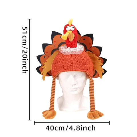Thanksgiving Polyester Turkey Hat Funny Party Costume Accessory For Harvest Festival Autumn Celebration Novelty Festive Headwear