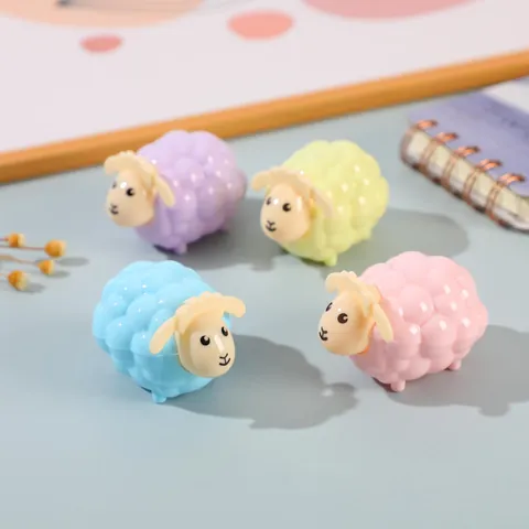 Cute Cartoon Sheep Manual Pencil Sharpener Double Hole Plastic Dual Size Sharpener For Kids School Stationery Office Supplies