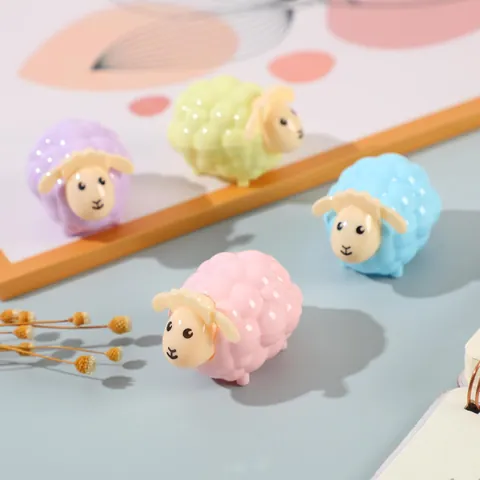 Cute Cartoon Sheep Manual Pencil Sharpener Double Hole Plastic Dual Size Sharpener For Kids School Stationery Office Supplies