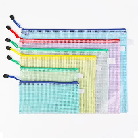 Bolsas de Documentos con Cremallera de Malla Carpetas de Rejilla Transparentes para Oficina Escuela Almacenamiento Papelería