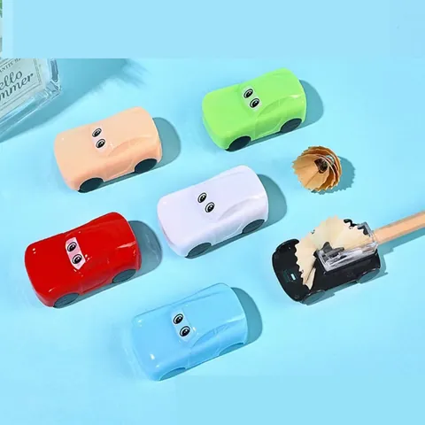 Sacapuntas Creativo con Forma de Coche de Dibujos Animados Manual un Agujero Papelería Escolar Colores Caramelo