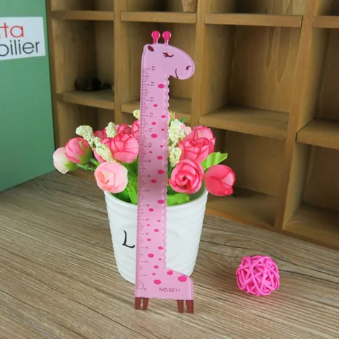 Creative Cartoon Giraffe Shape Plastic Ruler 15cm Straight Measuring Ruler With Wave Edge For Students Kids School Stationery