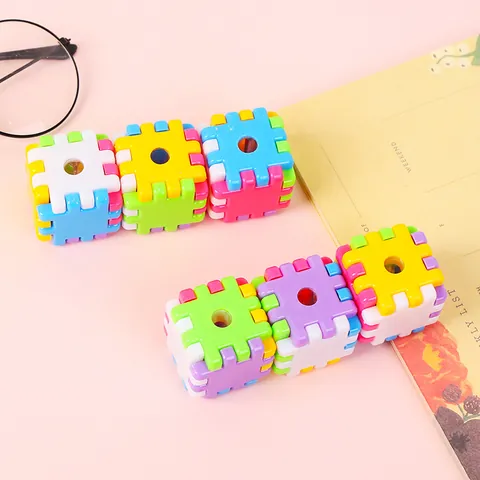 Temperino Creativo a Cubo Manuale in Plastica Stile Mattoncini Cancelleria per Studenti Scuola Ufficio Forniture Regalo Premio