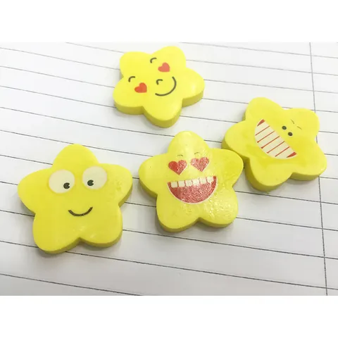 Gelber Sternförmiger Cartoon Emoji Radiergummi Für Kinder Studenten Schulbedarf Süßer Lustiger Gesicht Radierer Geschenk