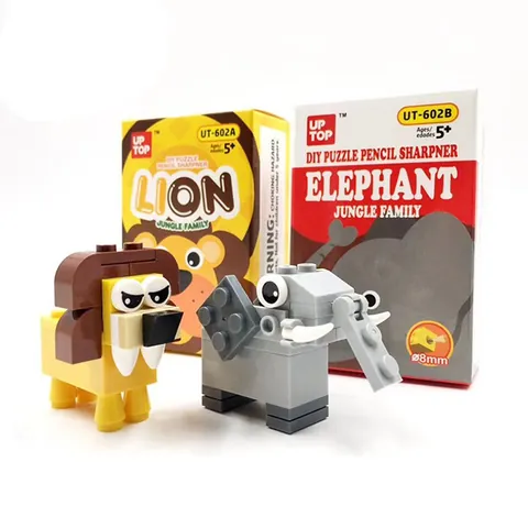 DIY Baustein Manueller Anspitzer Cartoon Tier Löwe Elefant Form Schüler Schule Schreibwaren Pädagogisches Spielzeug Geschenk