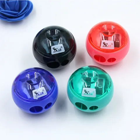 Manual Spherical Pencil Sharpener Dual Hole Plastic Pencil Sharpener For Students School Office Supplies Assorted Colors
